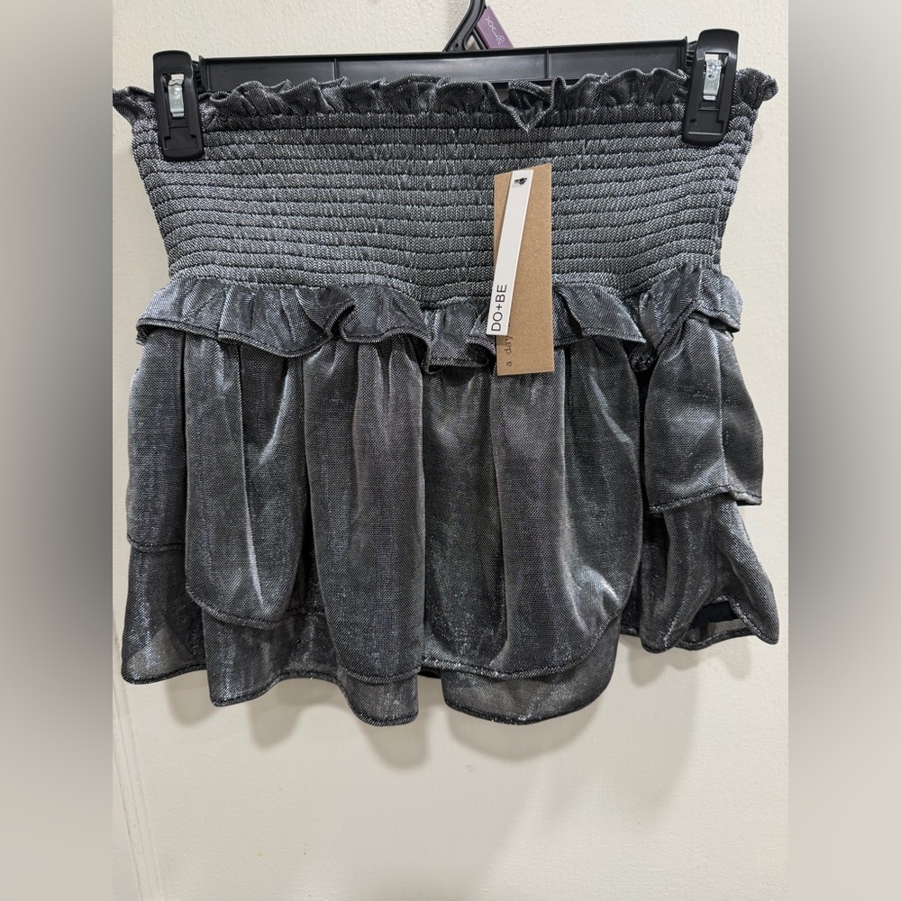 DO+BE Black Shimmery Layered Skort
